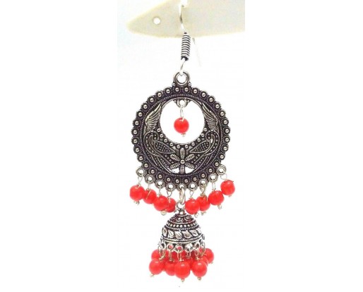 Silver Oxidized Earring Jhumka Jhumki Imitation Ethnic Jewelry Long Dangle AE17